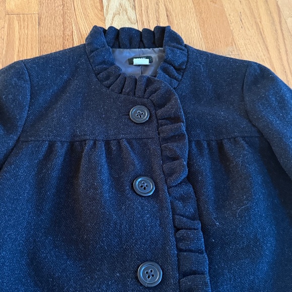 J. Crew Jackets & Blazers - J. CREW Wool Ruffle Button Blazer, Charcoal Gray Size 4